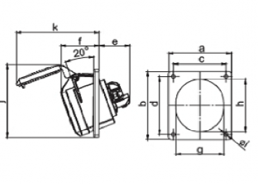 CEE Anbausteckdose Turbo Twist schräg 400V 32A IP44 PCE 425-6TT