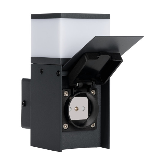 Kanlux Wandleuchte DASTEN EL16 mit Steckdose Außen schwarz G9 IP44 38768