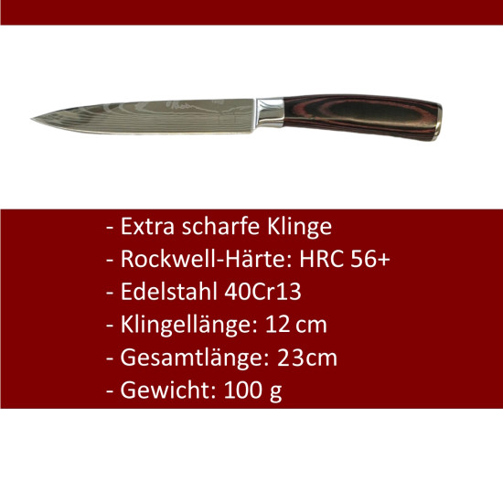 SOIXX Allzweckmesser Kochmesser, Edelstahl, scharfe Klinge, Holzgriff, Geschenkbox