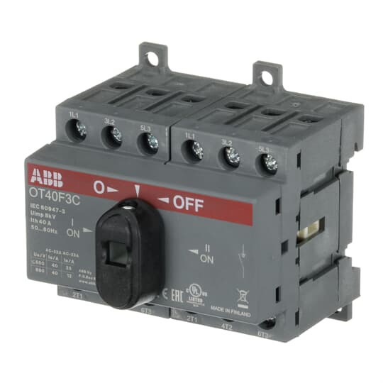 ABB OT40F3C Lastumschalter 3-polig 40A m. schwarzem Knebelgriff I-0-II