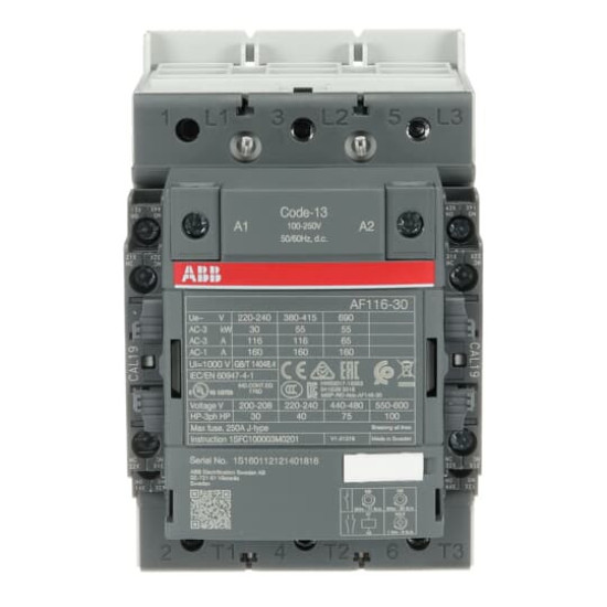 ABB AF116-30-22-13 Schütz 55kW, 100-250V 50/60Hz / DC  Klemmenanschlüsse