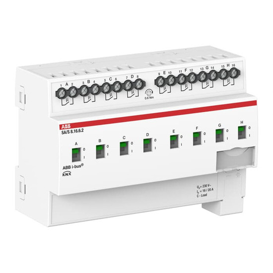 ABB SA/S8.16.6.2 Schaltaktor, 8fach, 16 A, C-Last mit Energiefunktion, REG, Made in Germany