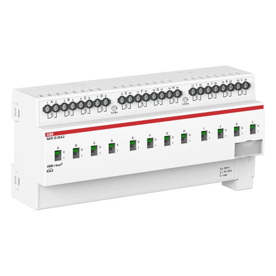ABB SA/S12.16.6.2 Schaltaktor, 12fach, 16 A, C-Last mit Energiefunktion, REG, Made in Germany