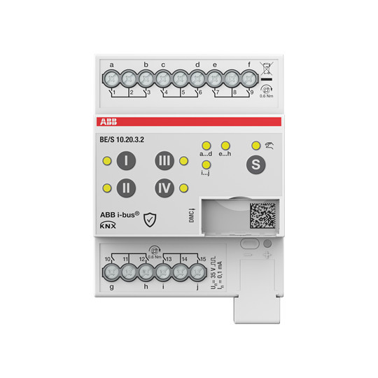 ABB BE/S10.20.3.2 Binäreingang, 10fach, Kontaktabfrage, manuelle Bedienung, REG, Made in Germany