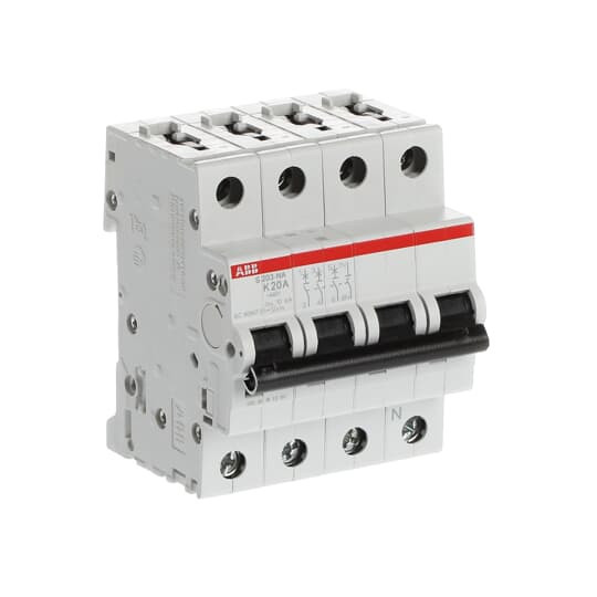 ABB S203-K20NA Sicherungsautomat K-Char., 6 kA, 20 A, 3P+NA, Made in Germany