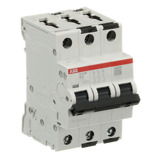 ABB S303P-B6 Sicherungsautomat B-Char., 25kA, 6A, 3P, Made in Germany