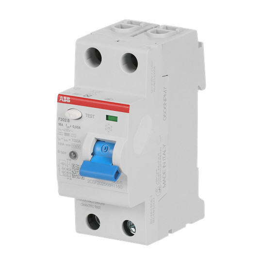ABB F202B-16/0,03 FI-Schutzschalter Typ B 2P, 16A, 30mA, 3kA, 2TE