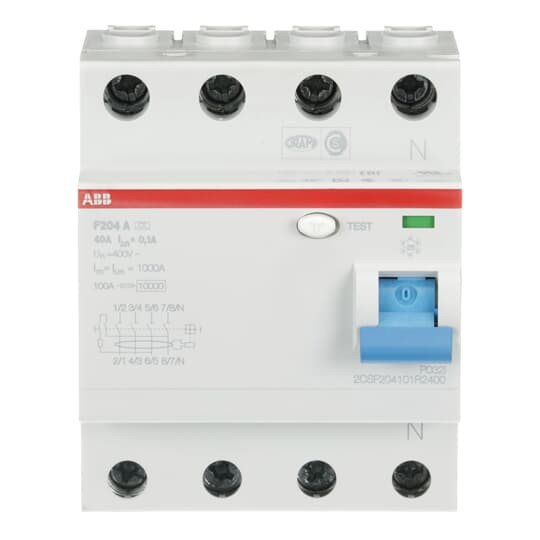 ABB F204A-40/0,1 FI-Schutzschalter 4P,Typ A,40A,100mA