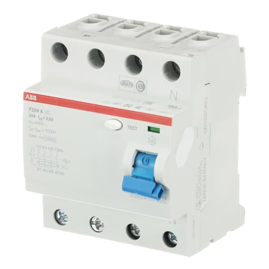 ABB F204A-25/0,3 FI-Schutzschalter 4P,Typ A,25A,300mA