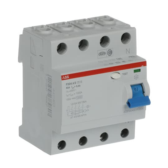 ABB F204AS-63/0,3 FI-Schutzschalter 4P,Typ A,63A,300mA,selektiv