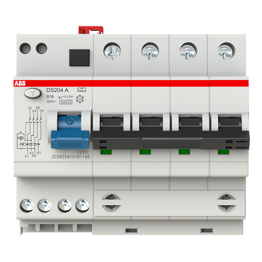 ABB DS204A-B16/0,03 FI/LS-Kombination 6kA,4P,Typ A,B 16A,30mA