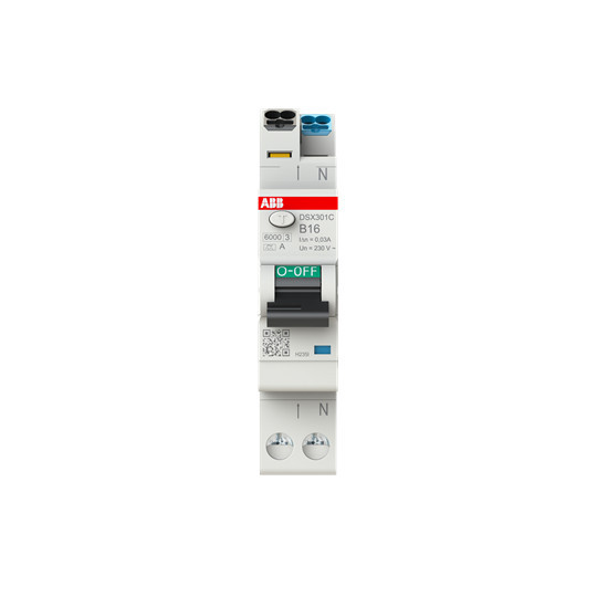 ABB DSX301CA-B16/0,03 FI/LS-Schalter, 1 TE 6kA, 1P+N, Typ A, B16, 30mA
