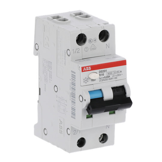 ABB DS201A-B16/0,03 FI/LS-Schalter 6kA, 1P+N, Typ A, B 16, 30mA