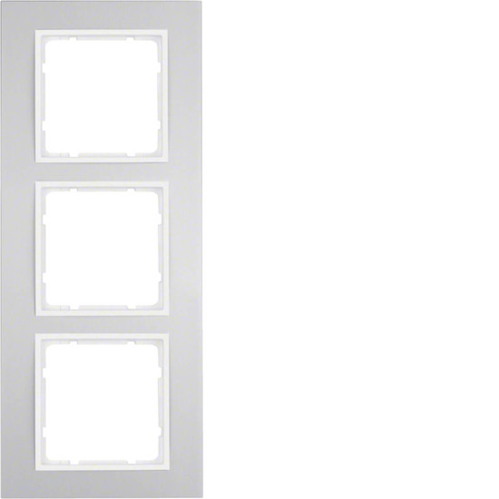 Berker 10133904 Rahmen 3fach. B.3. Alu/polarweiß matt. Aluminium eloxiert