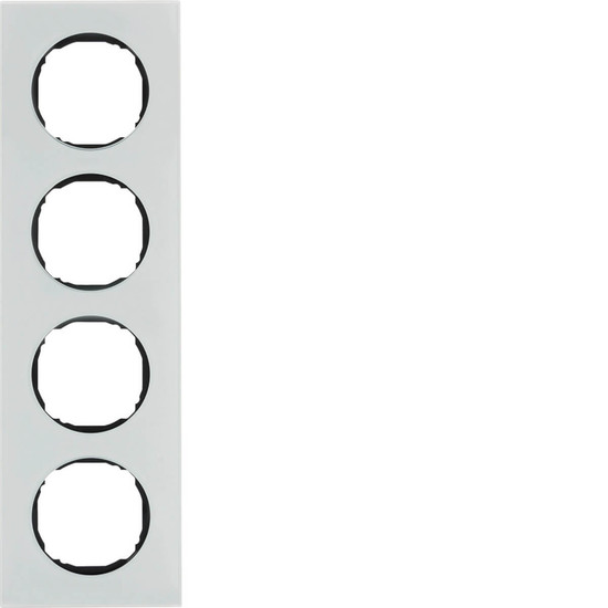 Berker 10142609 Rahmen 4fach. flach. R.8. Glas polarweiß
