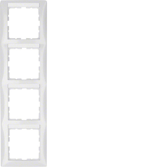 Berker 10148919 Rahmen mit Beschriftungsfeld 4fach senkrecht S.1 polarweiß. glänzend