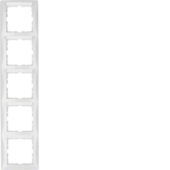 Berker 10158919 Rahmen mit Beschriftungsfeld 5fach senkrecht S.1 polarweiß. glänzend