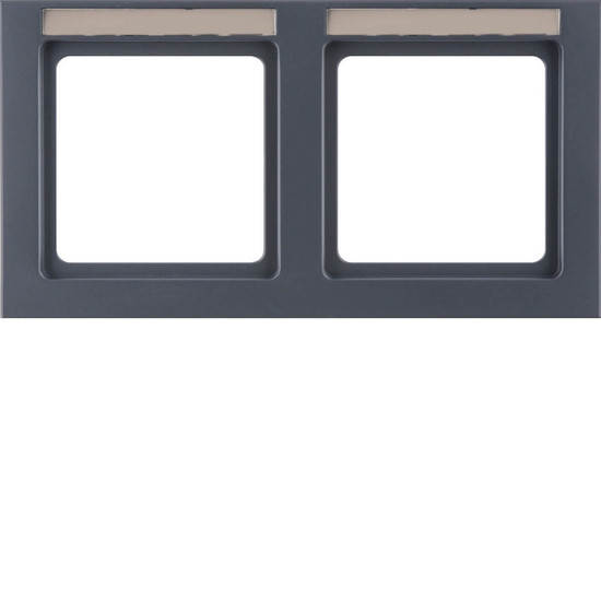 Berker 10226086 Rahmen mit Einsatz-Beschriftungsfeld 2fach waagerecht Q.3 anthrazit. samt