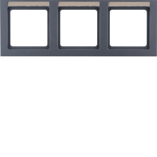 Berker 10236086 Rahmen mit Einsatz-Beschriftungsfeld 3fach waagerecht Berker Q.3 anthrazit. samt