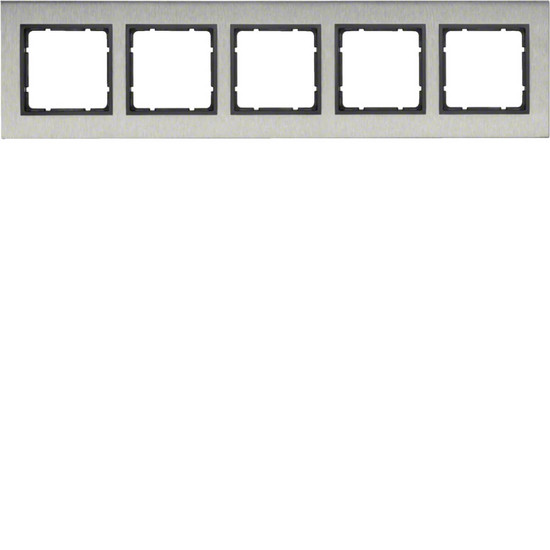 Berker 10253606 Rahmen 5fach waagerecht B.7 Edelstahl/anthrazit