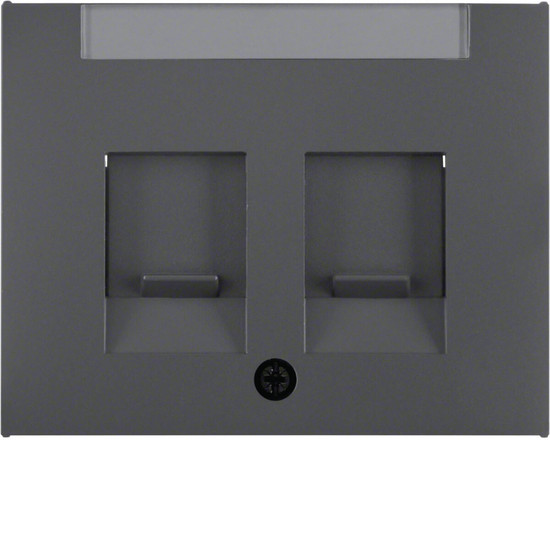 Berker 11827006 Zentralstück mit Staubschutzschiebern und Beschriftungsfeld K.1 anthrazit. matt