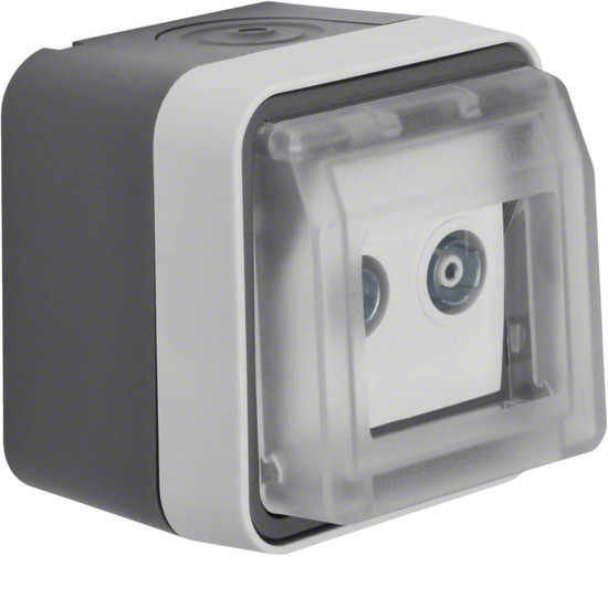 Berker 12033515 Antennen-Steckdose 2Loch Einzeldose AP W.1 grau