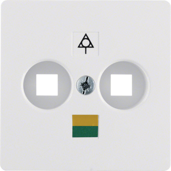 Berker 140309 Zentralplatte für Doppel-Potenzialausgleich-Steckdose polarweiß. glänzend