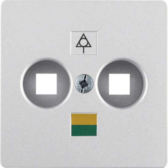 Berker 14031404 Zentralplatte für Doppel-Potenzialausgleich-Steckdose alu. matt