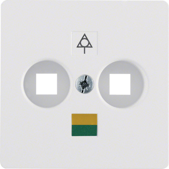 Berker 14031909 Zentralplatte für Doppel-Potenzialausgleich-Steckdose polarweiß. matt/samt