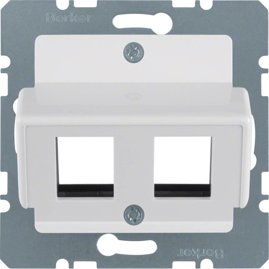 Berker 146409 Zentralplatte 2f. f. Krone Modular Jacks Zentralplattensystem polarweiß. glänz.