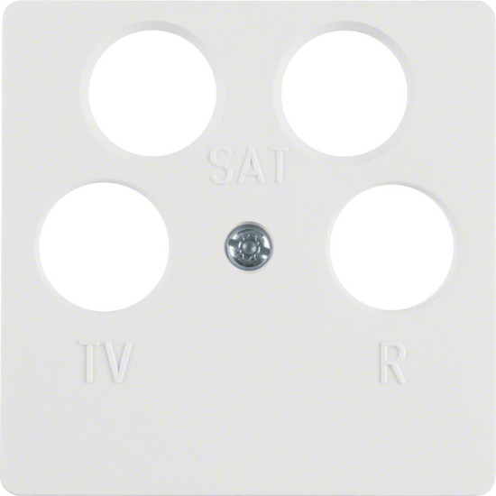 Berker 148409 Zentralplatte für Antennendose 4Loch polarweiß. glänzend