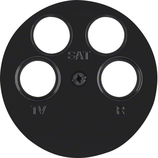 Berker 14842045 Zentralstück für Antennen-Steckdose 4Loch R.1/R.3 schwarz. glänzend