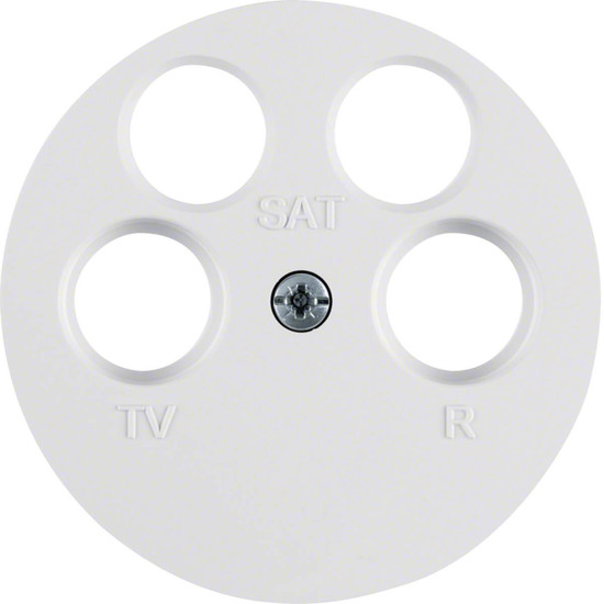 Berker 14842089 Zentralstück für Antennen-Steckdose 4Loch R.1/R.3 polarweiß. glänzend