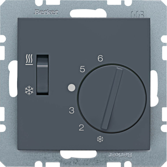 Berker 20291606 Temperaturregler. Wechsler mit Schalter Heizen/Kühlen. S.1/B.3/B.7. anthr. mt.
