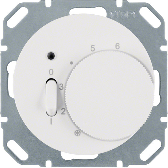 Berker 20302089 Temp.-Regler mit Öffner. Z.-Stk.. Wippsch. u. LED R.1/R.3 polarweiß. glänzend