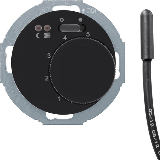 Berker 20342035 Fußbodentemperaturregler m. Schließer.Wippschalter. R.classic schwarz.glänzend