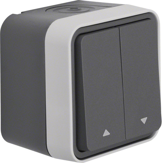 Berker 30753525 Jalousie-Serienschalter 1-polig mit Aufdruck Symbol Pfeile AP W.1 grau LT