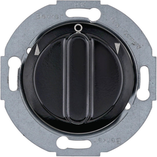 Berker 381113 Jalousie-Drehschalter 1p Zentralstück.Serie 1930/Glas. schwarz glänzend