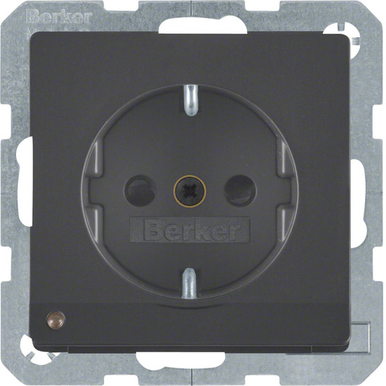 Berker 41096086 Steckdose Schuko mit LED-Orientierungslicht u. erh.BS Q.x anthrazit. samt