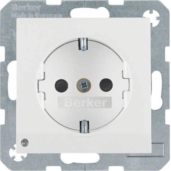 Berker 41098989 Steckdose Schuko mit LED-Orientierungslicht S.1/B.3/B.7 polarweiß. glänzend