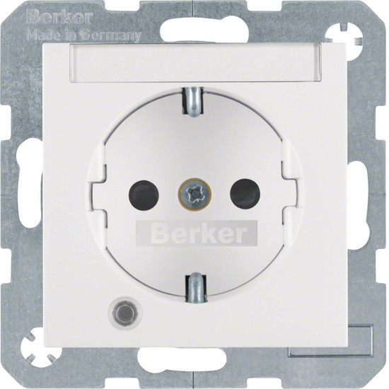 Berker 41108989 Steckdose Schuko mit Kontroll-LED. BSF u. erh.BS S.1/B.3/B.7 polarweiß. glänzend