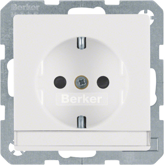 Berker 41496089 Steckdose Schuko mit Beschriftungsfeld u. erh.BS Q.x polarweiß. samt