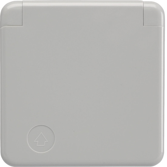Berker 4211 Steckdose Schuko mit Abdeckplatte und Klappdeckel wg Up IP44 grau. glänzend