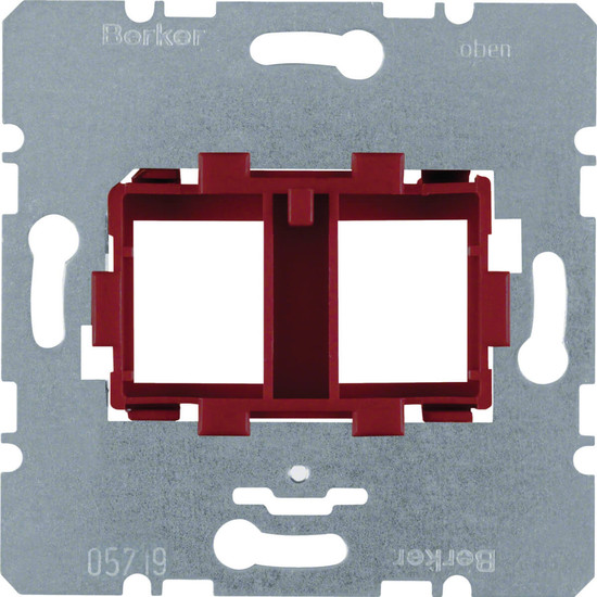 Berker 454101 Tragplatte mit roter Aufnahme 2fach für Modular Jacks Modul-Einsätze