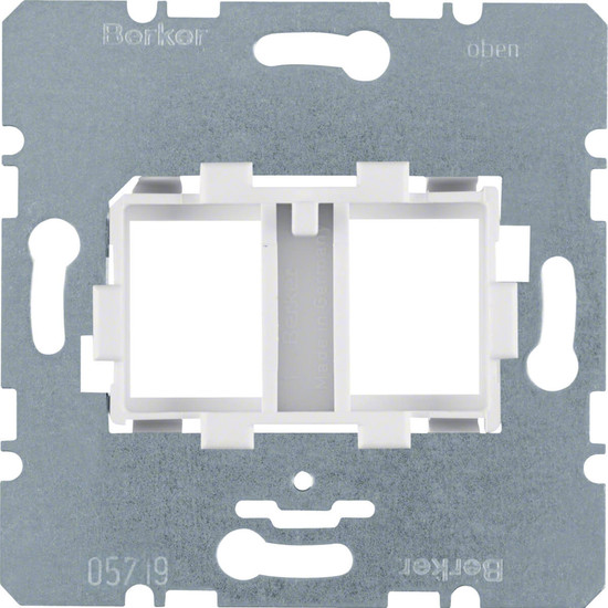Berker 454105 Tragplatte mit weißer Aufnahme 2fach für Modular Jacks Modul-Einsätze