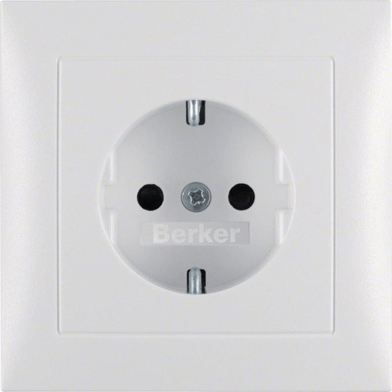 Berker 47229909 Steckdose Schuko m. Abdeckpl. u erh. Berührungsschutz S.1/B.3/B.7 polarweiß matt