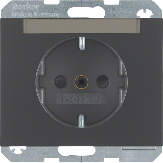 Berker 47387006 Steckdose Schuko mit Beschriftungsfeld u. erh.BS K.1 anthrazit. matt