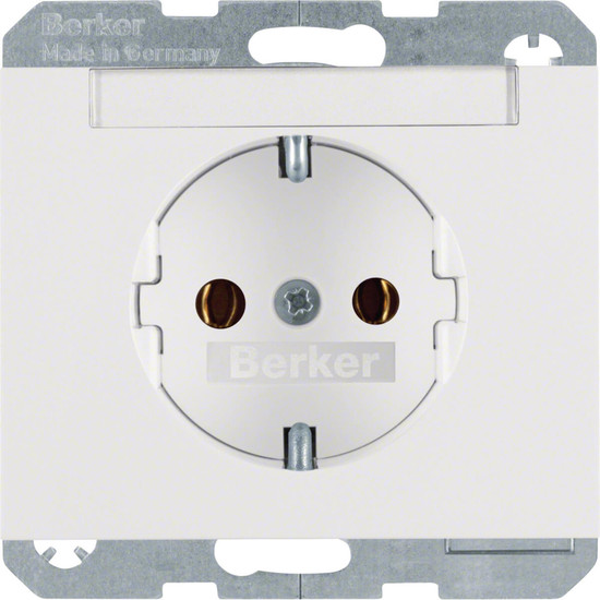Berker 47397009 Steckdose Schuko mit Beschriftungsfeld K.1 polarweiß. glänzend