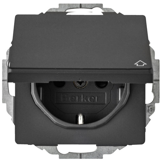 Berker 47446086 Steckdose Schuko mit Klappdeckel u. erh.BS Q.x anthrazit. samt