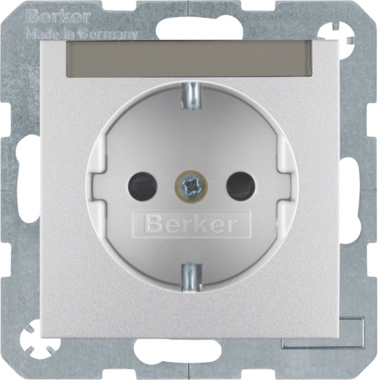 Berker 47491404 Steckdose Schuko. Beschriftungsfeld. erh. Berührungsschutz S.1/B.3/B.7 alu matt